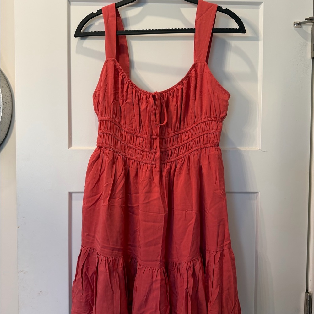 Forever 21 Coral Tiered Sundress with Smocked Waist